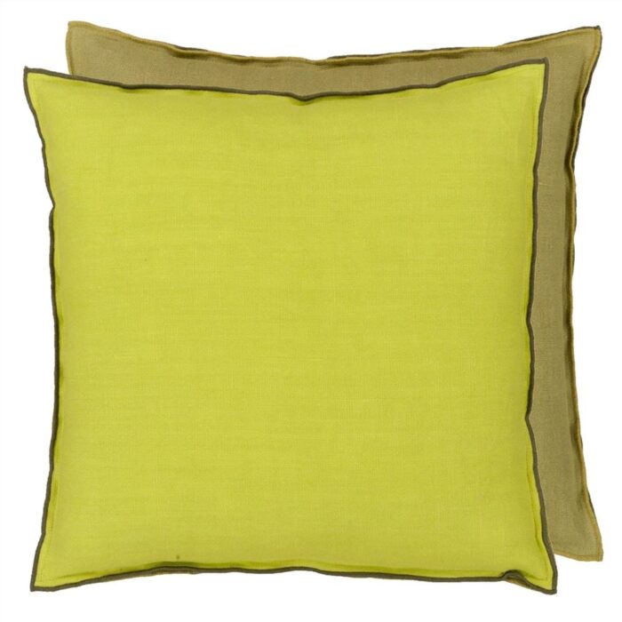 Brera Lino Lime & Moss Linen Cushion 43x43