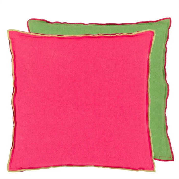 Brera Lino Cerise & Grass Linen Cushion 43x43