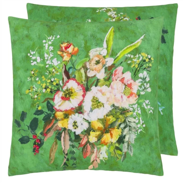 Margaretta Linen Emerald Cushion 55x55