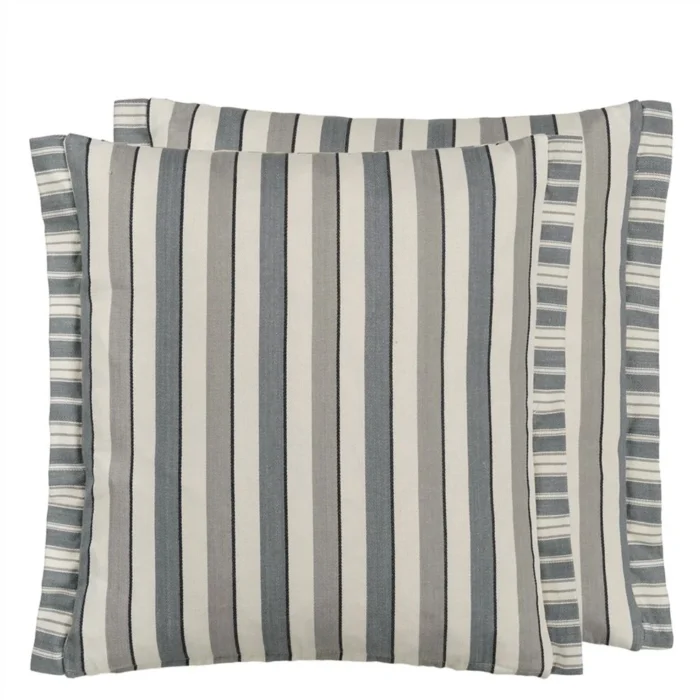 Burlington Stripe Charcoal Cotton Cushion 43x43