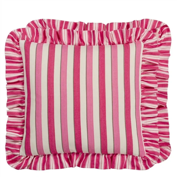 Burlington Stripe Fuchsia Cotton Cushion, 43x43