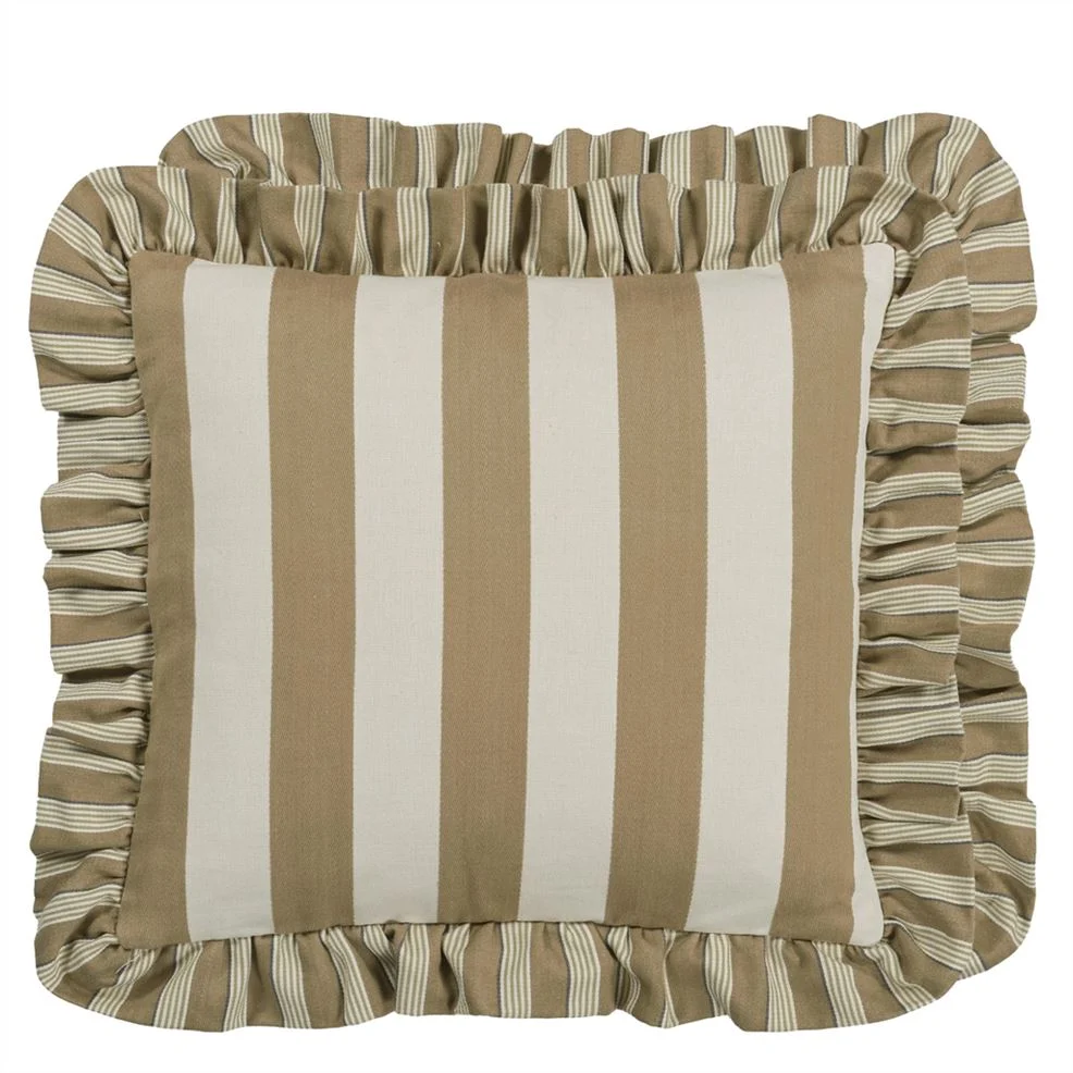 Berkeley Stripe Natural Cotton Cushion, 43x43