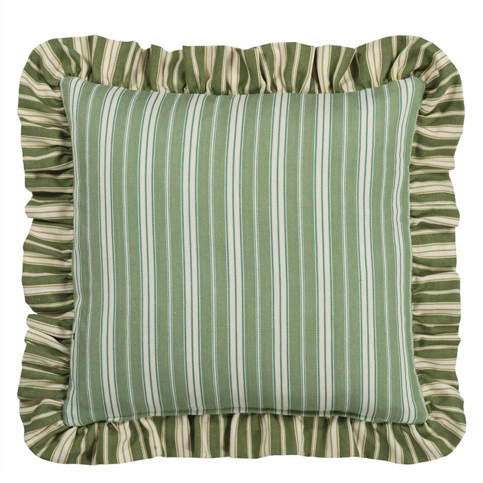 Berkeley Stripe Celadon Cotton Cushion, 43x43 - Bilde 5