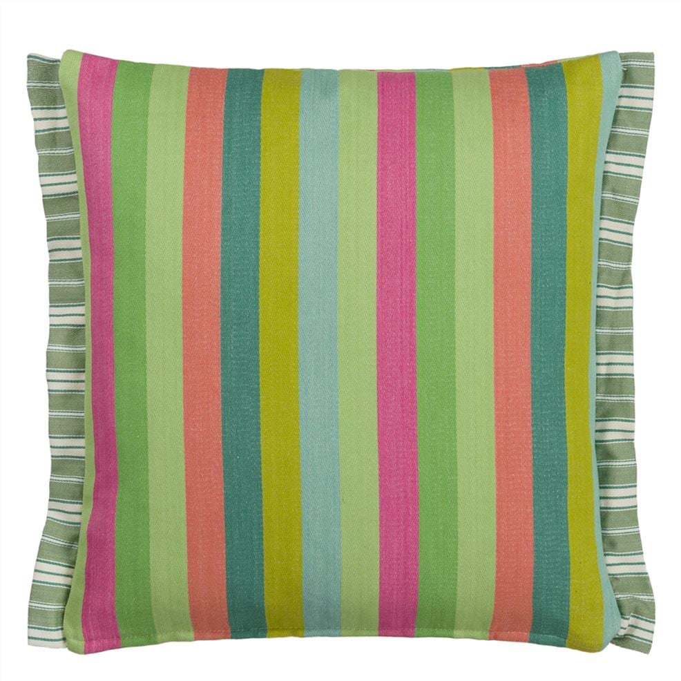 Cork Street Stripe Emerald Cotton Cushion, 43x43 - Bilde 3