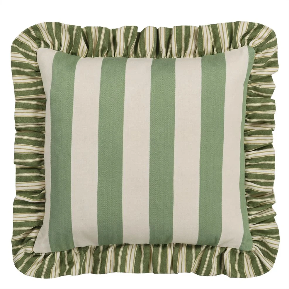 Berkeley Stripe Celadon Cotton Cushion, 43x43 - Bilde 6
