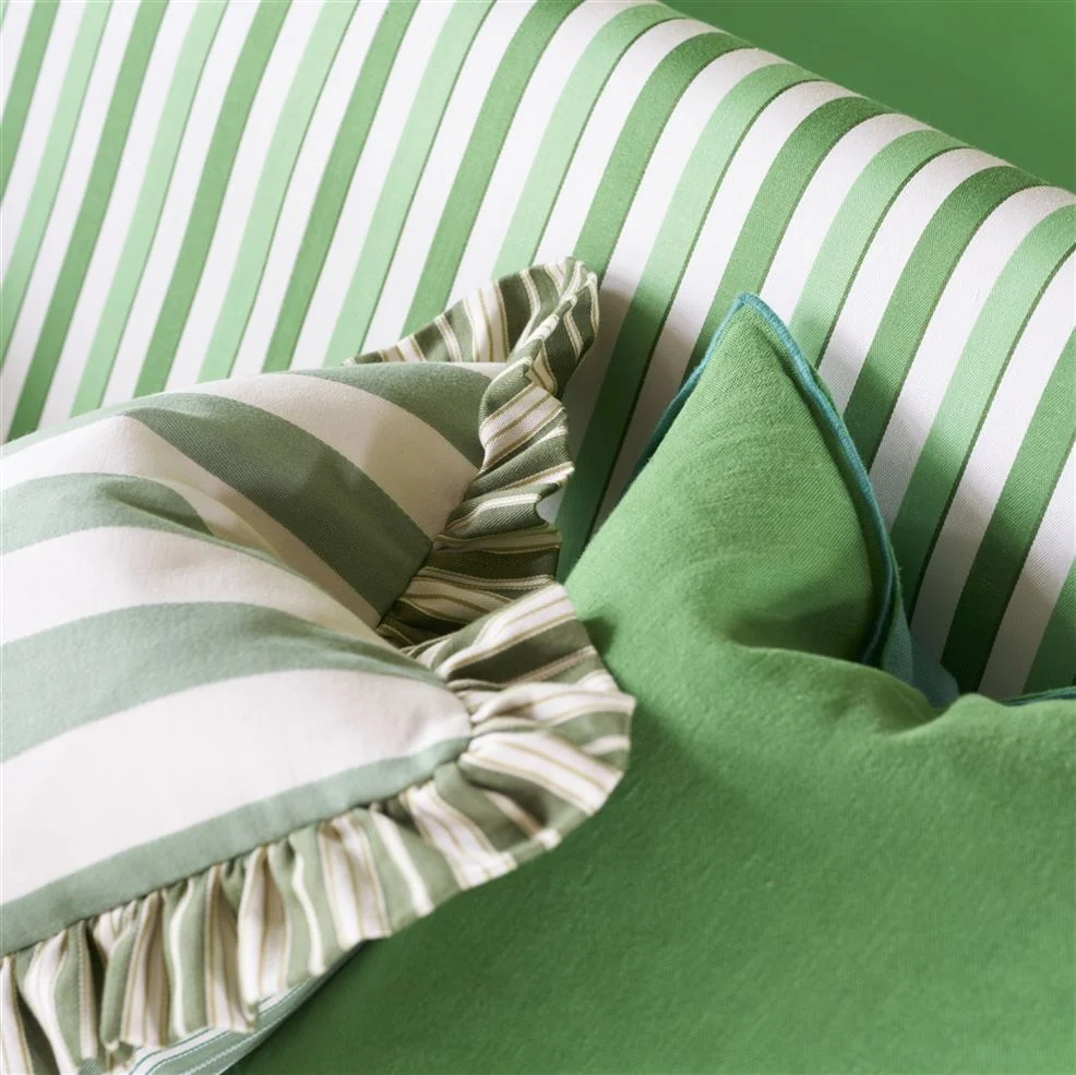 Berkeley Stripe Celadon Cotton Cushion, 43x43 - Bilde 3