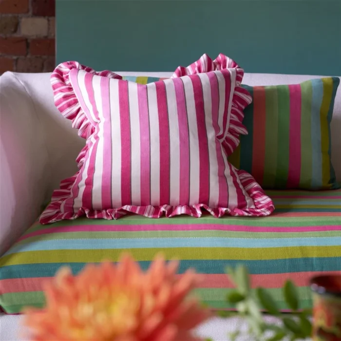 Alternative view of Burlington Stripe Fuchsia Cotton Cushion, 43x43