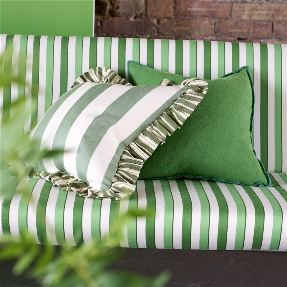 Berkeley Stripe Celadon Cotton Cushion, 43x43 - Bilde 2