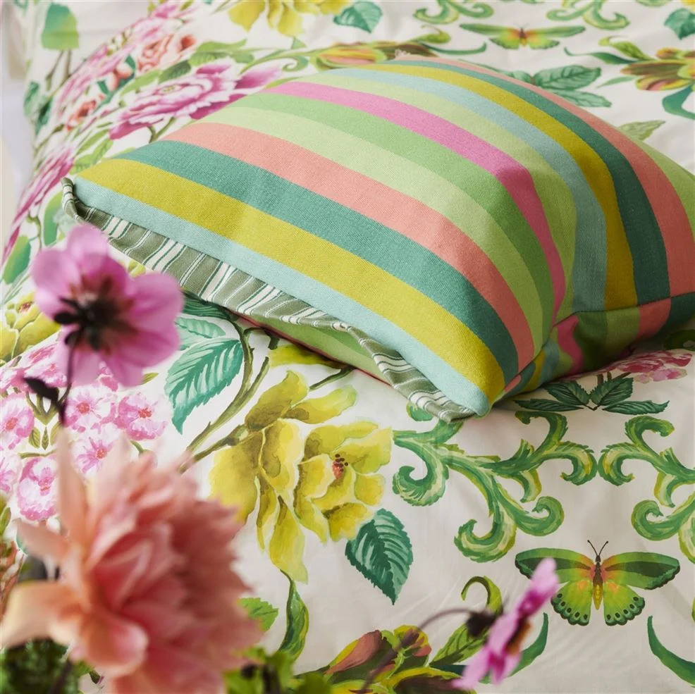 Cork Street Stripe Emerald Cotton Cushion, 43x43 - Bilde 5