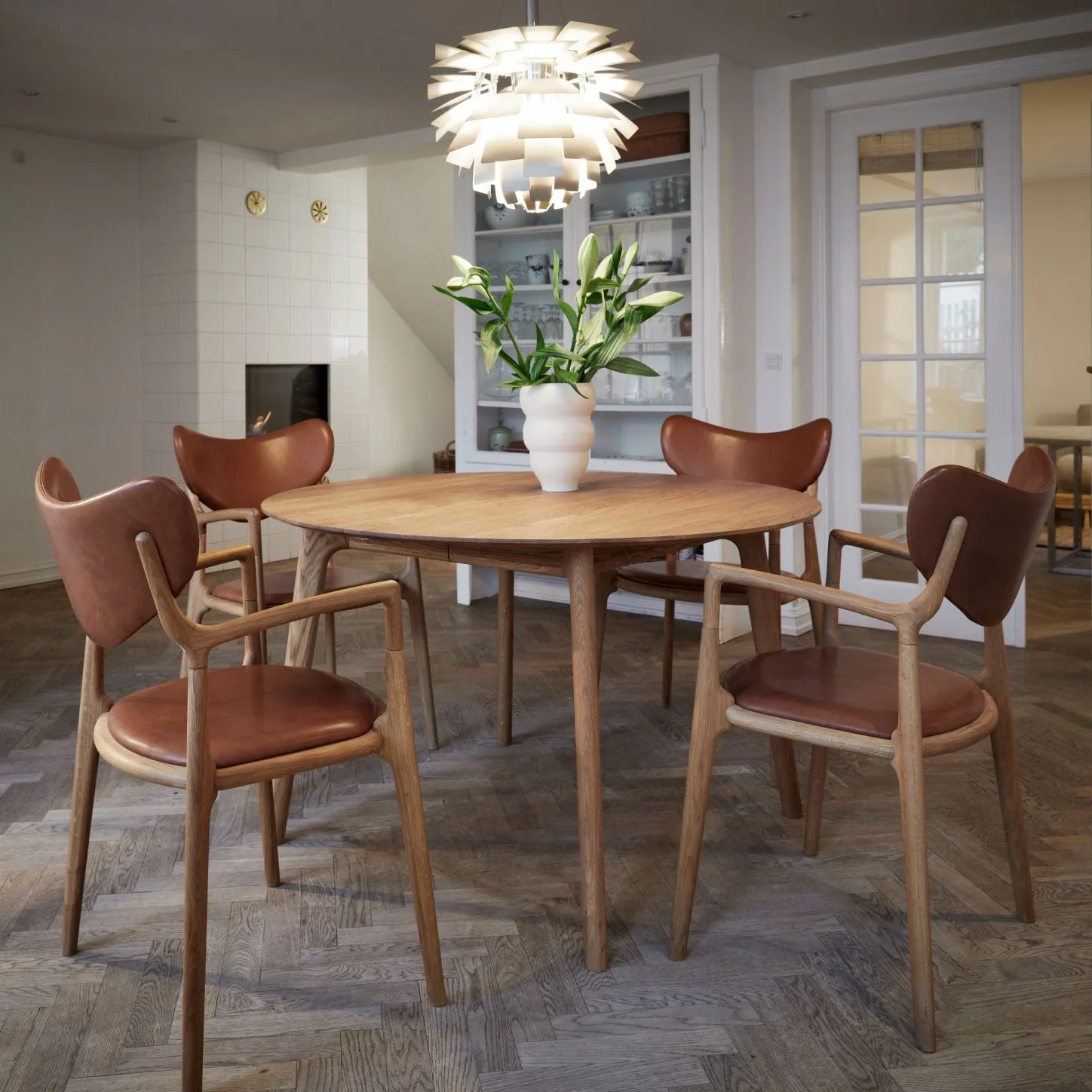 Salon spisebord m/mulighet for uttrekk, Ø:120 - Bilde 2