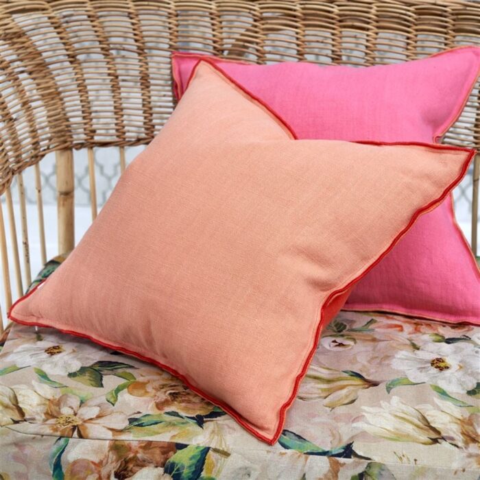 Alternative view of Brera Lino Hibiscus & Peach cushion, 43x43
