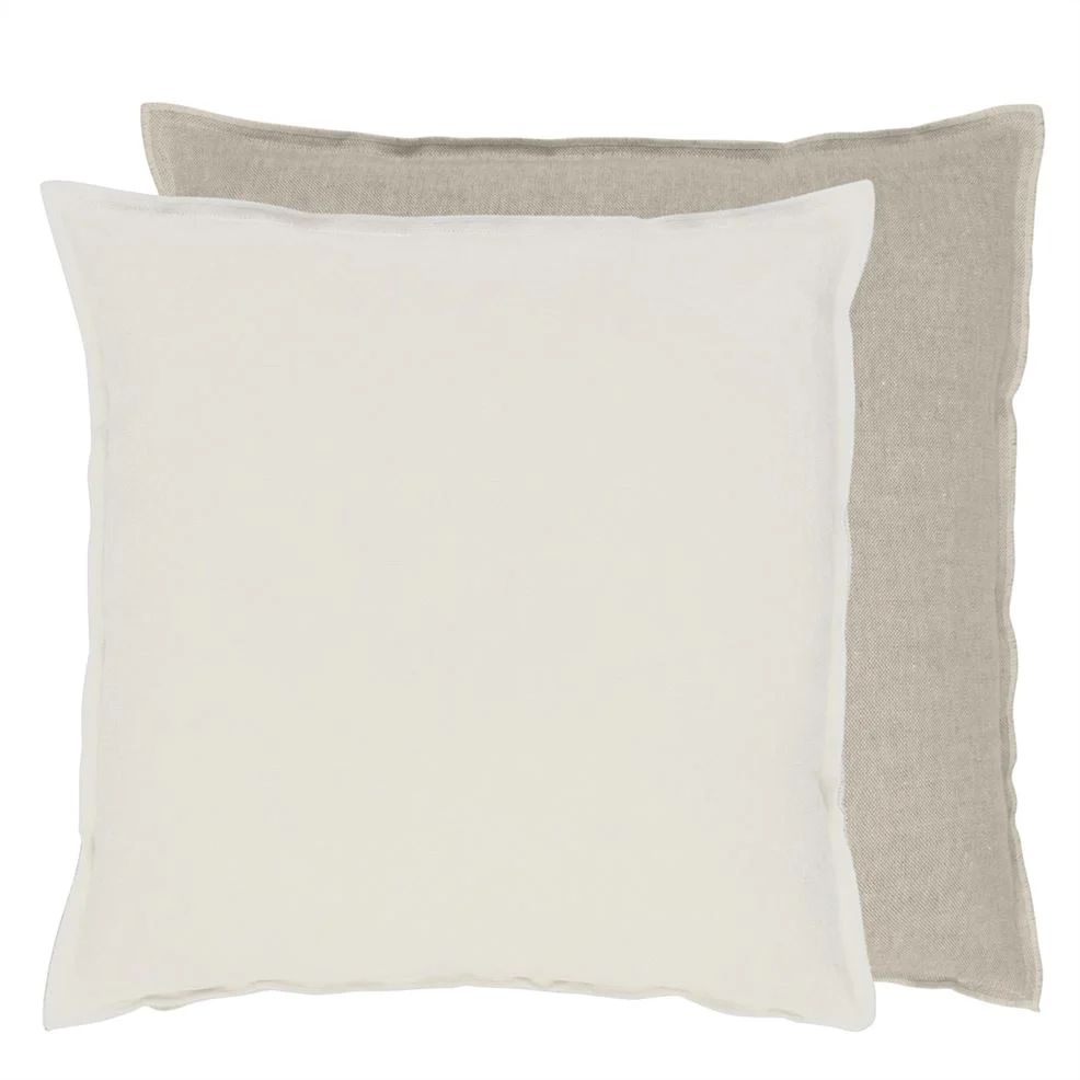 Brera Lino Alabaster & Natural linen cushion, 43x43