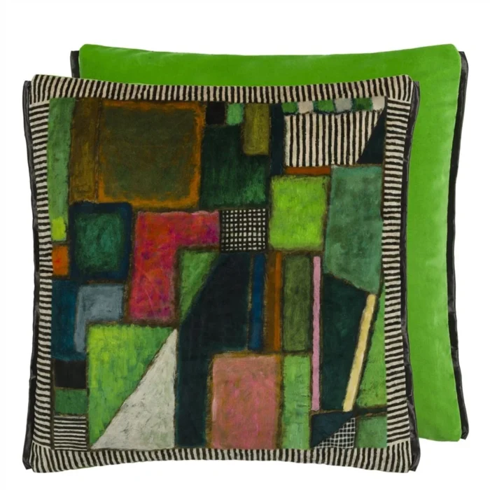 Raku Patchwork Emerald Velvet Cushion, 50x50