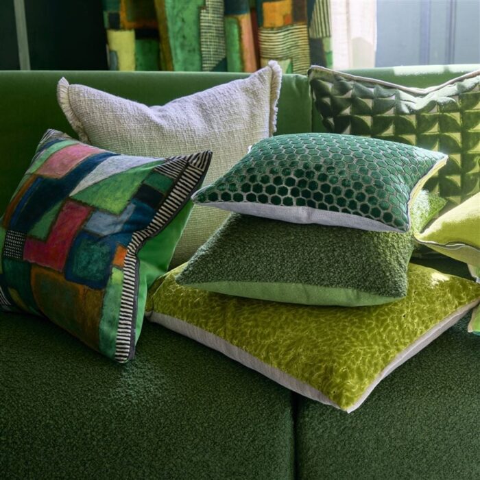 Alternative view of Raku Patchwork Emerald Velvet Cushion, 50x50