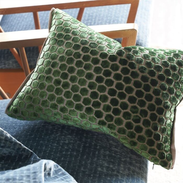 Alternative view of Jabot Emerald velvet cushion, 40x30